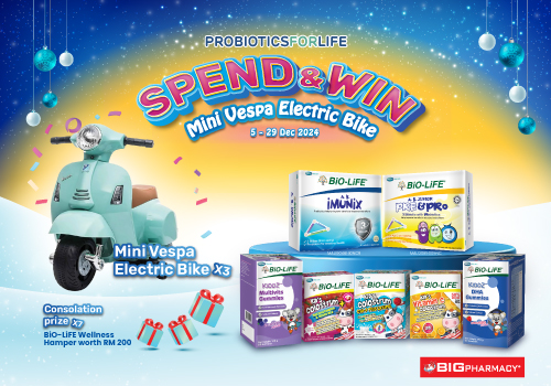 BiO-LiFE x BIG Pharmacy SPEND & WIN MINI VESPA ELECTRIC BIKE CAMPAIGN